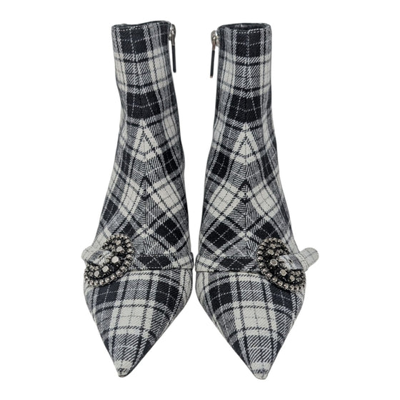 Dior Gang Tartan Ankle Boot in Black and White, size 39.5