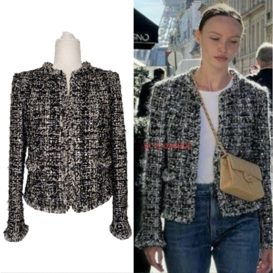Vintage Chanel 2003 Fantasy Tweed Jacket in black, size FR40