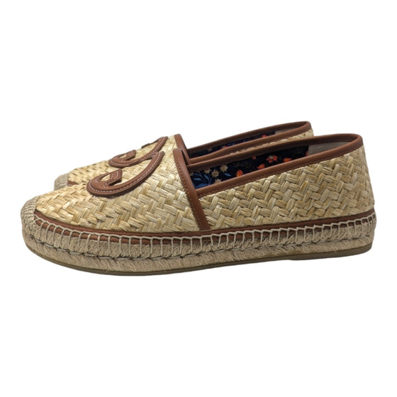 Gucci Adela GG logo espadrille flats in beige, size 40