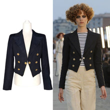  Chanel 2010 Cruise Collection double breasted jacket in navy, size FR40