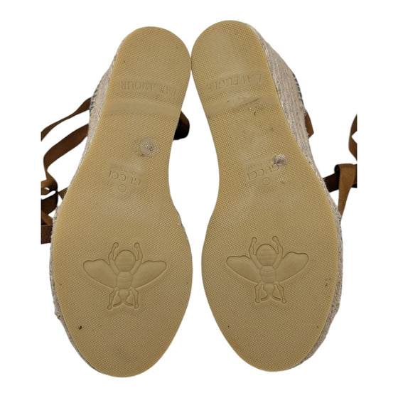 Gucci Pilar Espadrille Wedges in Denim, Size 37