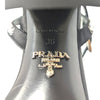 Prada crystal strappy block heels in black and silver, size 36