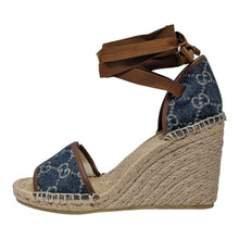  Gucci Pilar Espadrille Wedges in Denim, Size 37