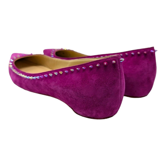 Christian Louboutin Anjalina spike flats in purple, size 40.5