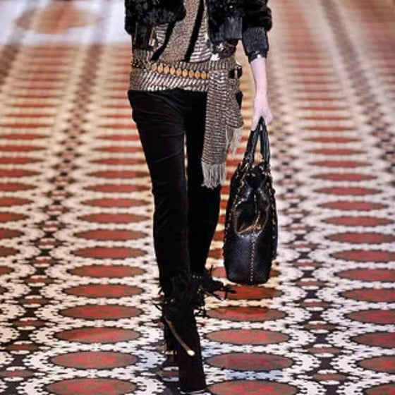 Gucci Babouska Hysteria Fall 2008 large python fringe tote in black