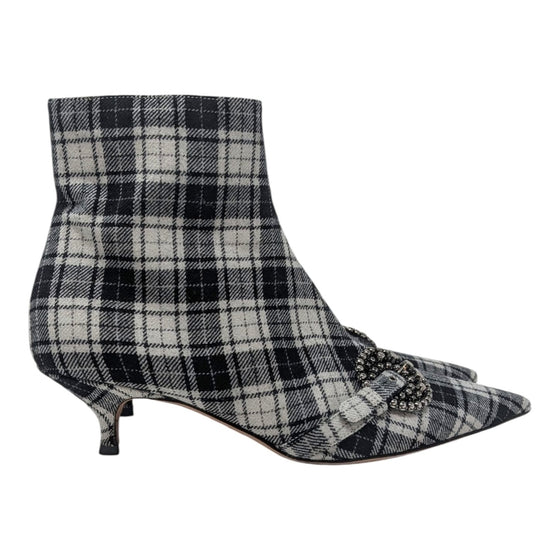 Dior Gang Tartan Ankle Boot in Black and White, size 39.5