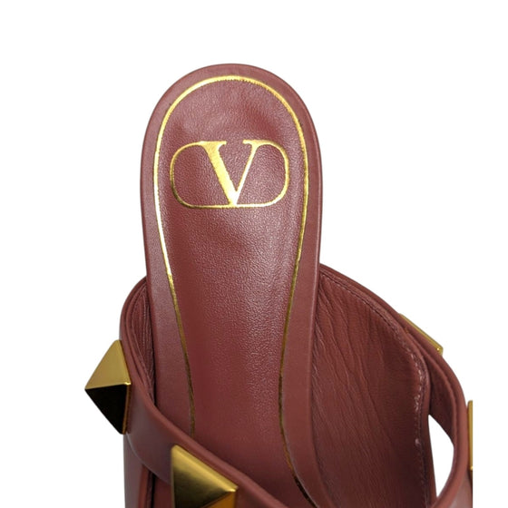 Valentino Garavani Roman stud flat mule in brown, size 38