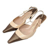 Chanel Vintage Slingback Kitten Heel in Beige, size 36.5