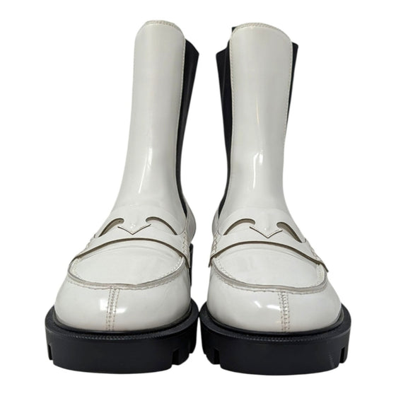Christian Louboutin Montezu Chelsea Boot in White / Black, size 39
