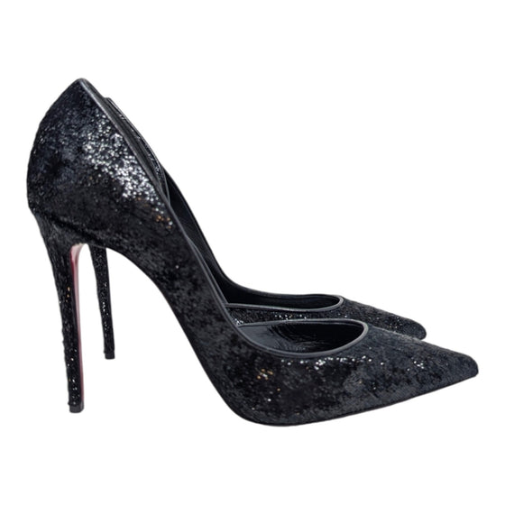 Christian Louboutin Iriza 100 d'orsay heels in black velvet, size 39.5