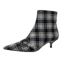 Dior Gang Tartan Ankle Boot in Black and White, size 39.5