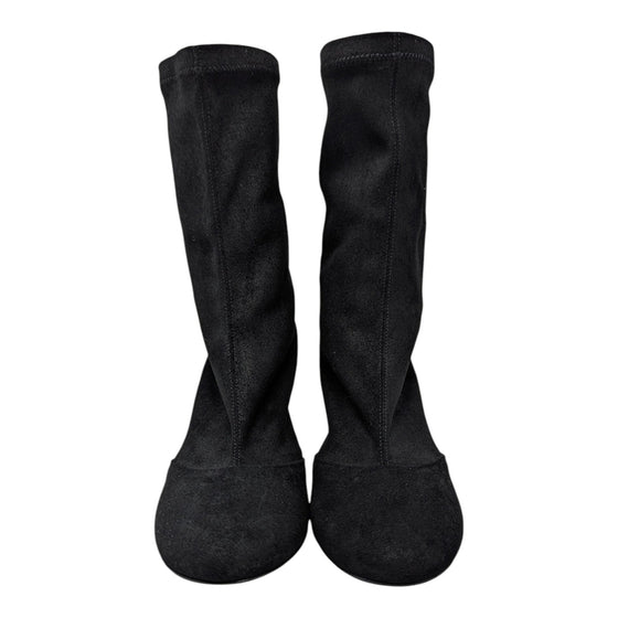 Chanel stretch suede booties in black, size 39