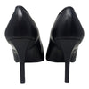 Vintage Chanel pointed toe camellia heels in black, size 40