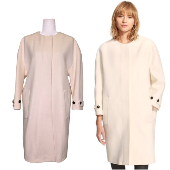 Burberry 100% Cashmere Oversized Coat in Cream, size 12