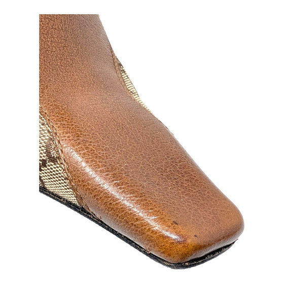 Vintage Gucci GG Monogram Ankle Boots in Brown, Size 9