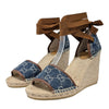 Gucci Pilar Espadrille Wedges in Denim, Size 37