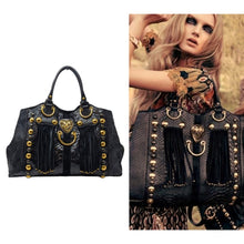  Gucci Babouska Hysteria large fringe tote in black