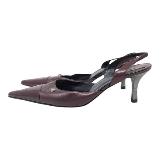 Vintage Chanel slingback kitten heels in burgundy, size 39