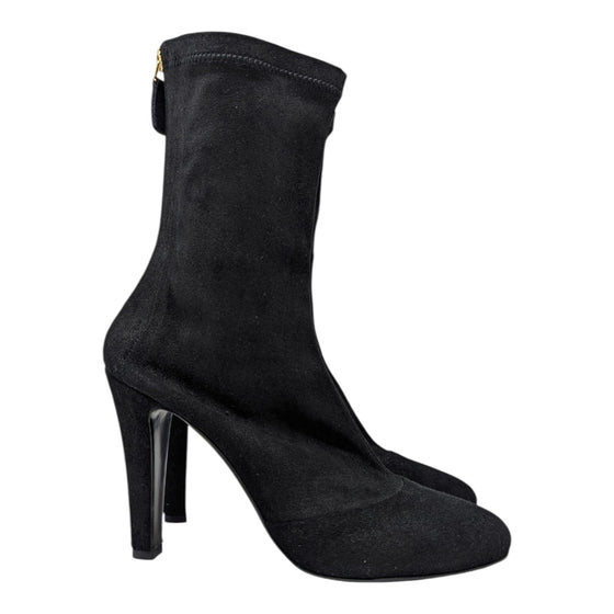 Chanel stretch suede booties in black, size 39
