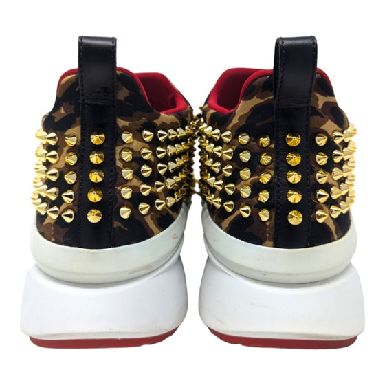 Christian Louboutin Spike Sock sneaker in leopard, size 37.5