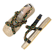  Gucci espadrille flat sandals in black, size 38.5