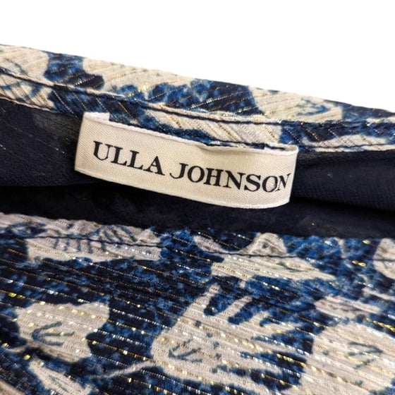 ULLA JOHNSON Anja midi dress in blue print, size 4