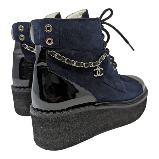 2022 CHANEL combat boots in navy black, size 37