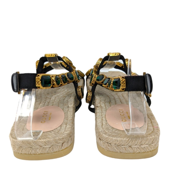 Gucci espadrille flat sandals in black, size 38.5